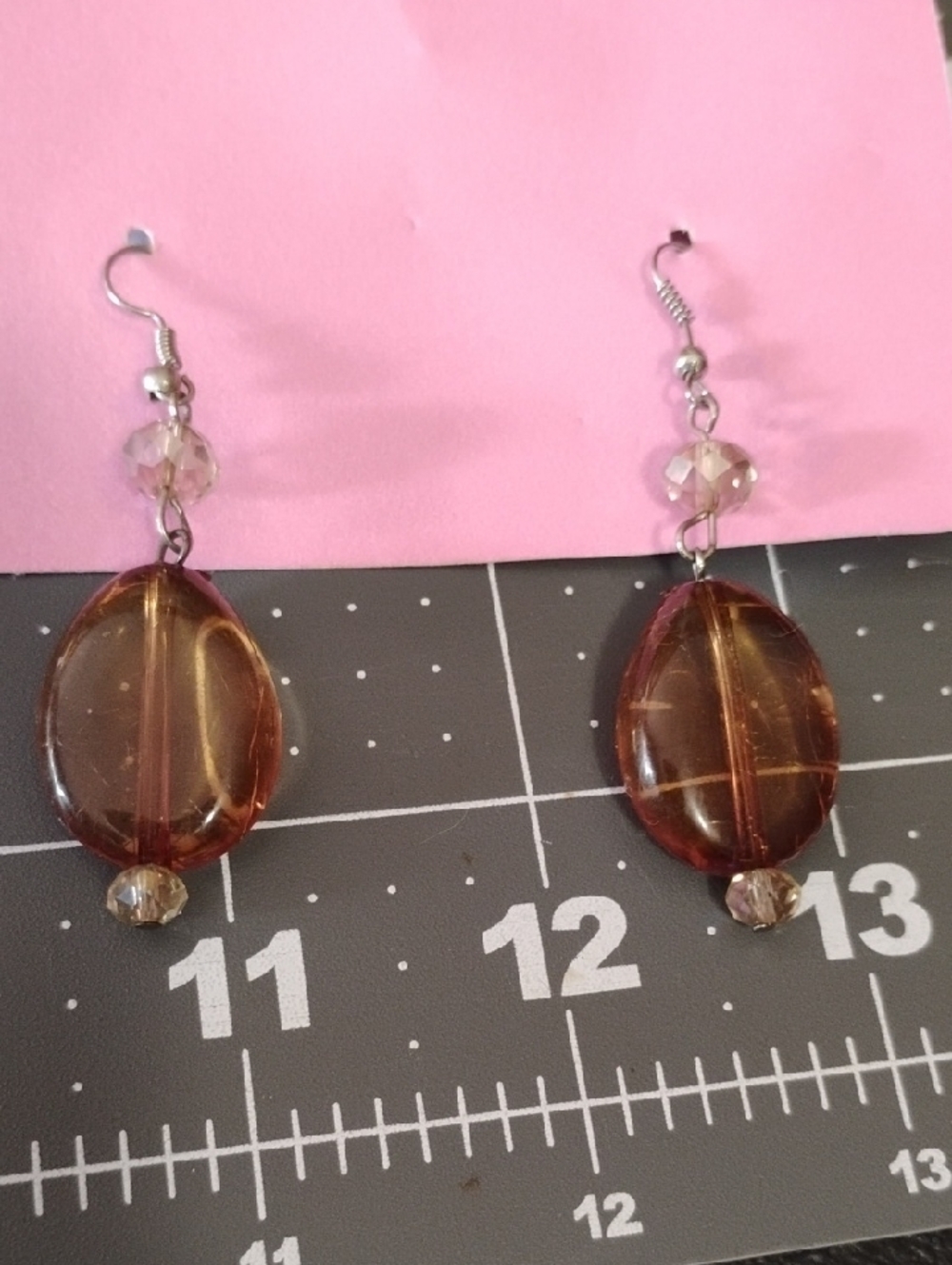 Elegant Amber Glass Bead Drop Earrings - Women Jewelry
